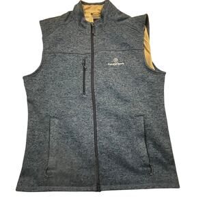 Johnny-O Men Medium Company Logo Blue Zip Vest Golf Outdoor Workwear Hiking